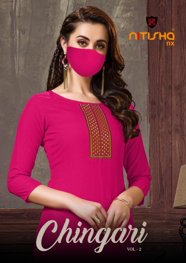 Nitisha Nx Chingari Vol 2 Heavy Soft Cotton Daily Wear Kurti With Mask Trader