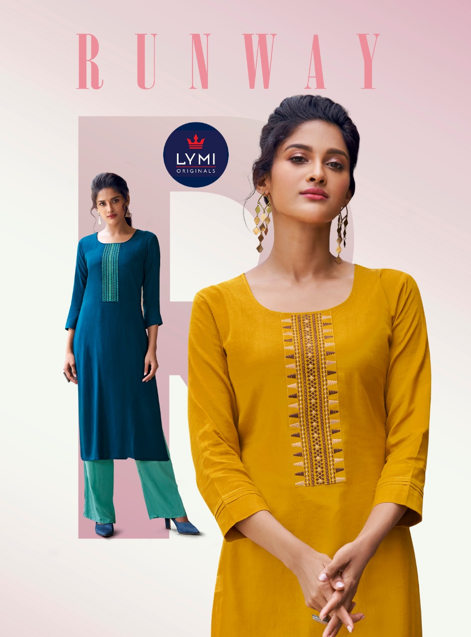 Lymi Launch Runway Heavy Rayon Stylish Girls Wear Kurti With Pant Exporter