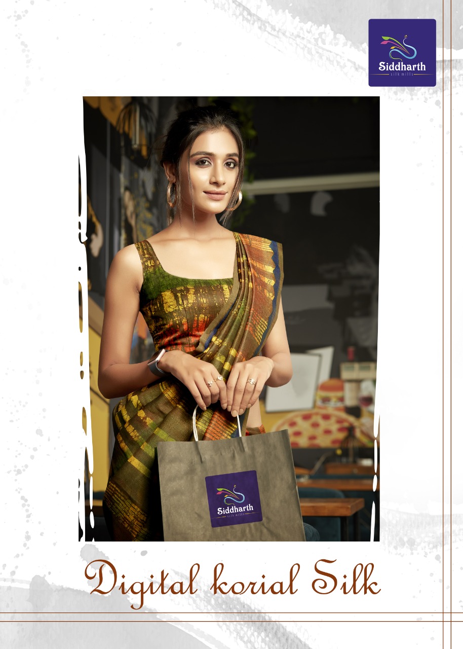 Siddharth Silk Mills Present Digital Korial Silk Cotton Printed Fancy Saree