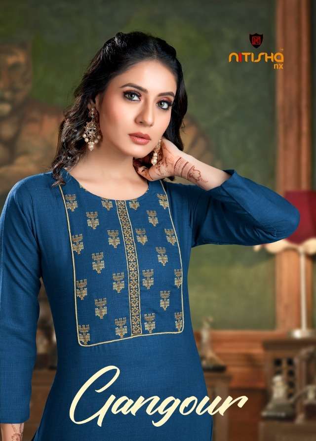 nitisha nx gangour cotton kurti with pant classy look collection