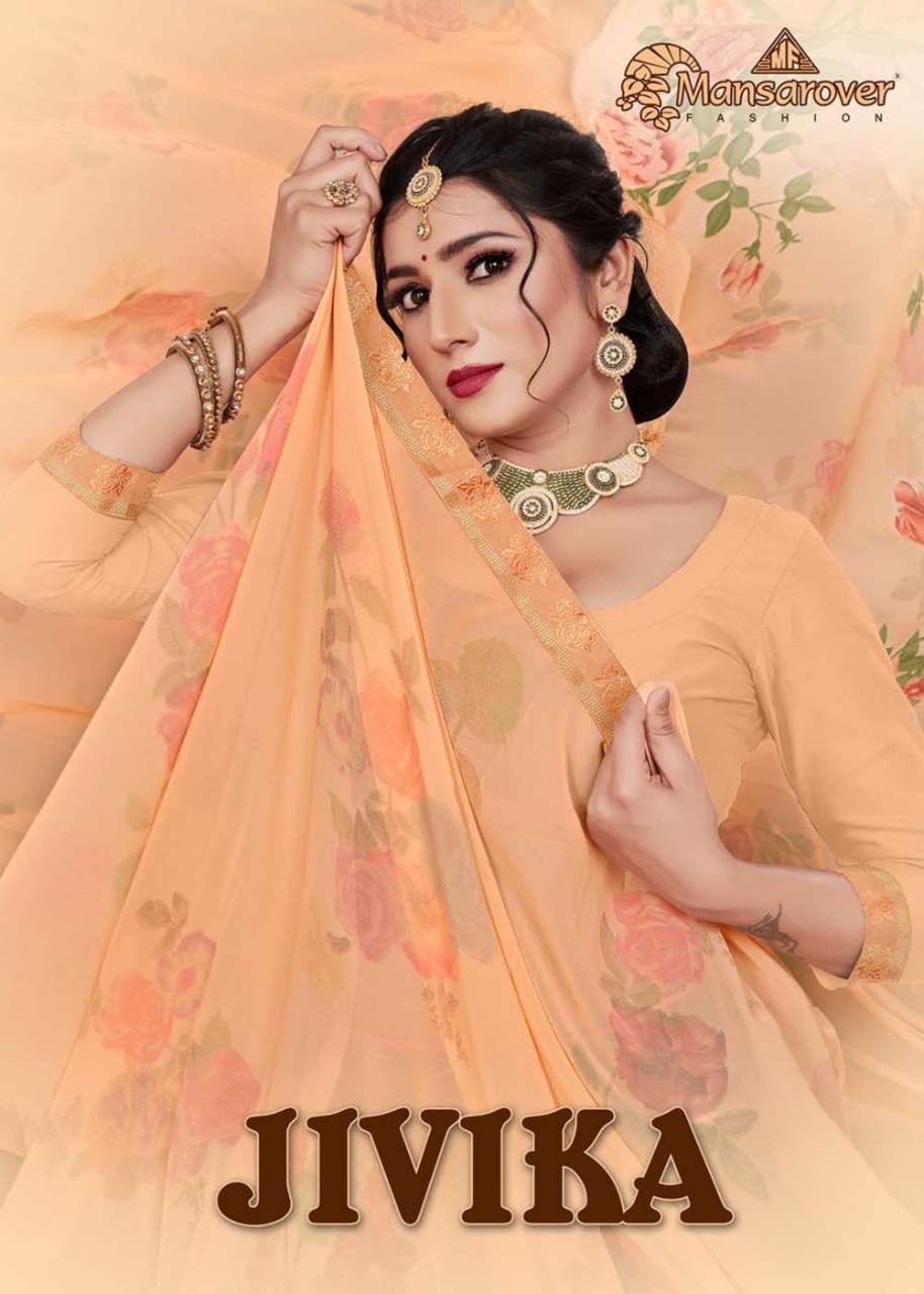 mansarover fashion jivika weightless digital flower printed sarees collection