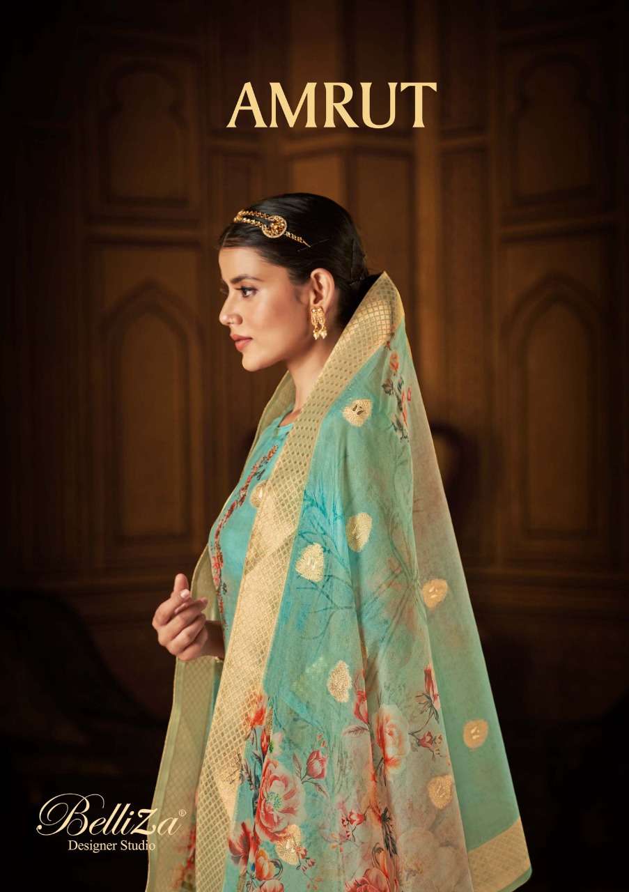 amrut by belliza organza jacquard exclusive salwar kameez