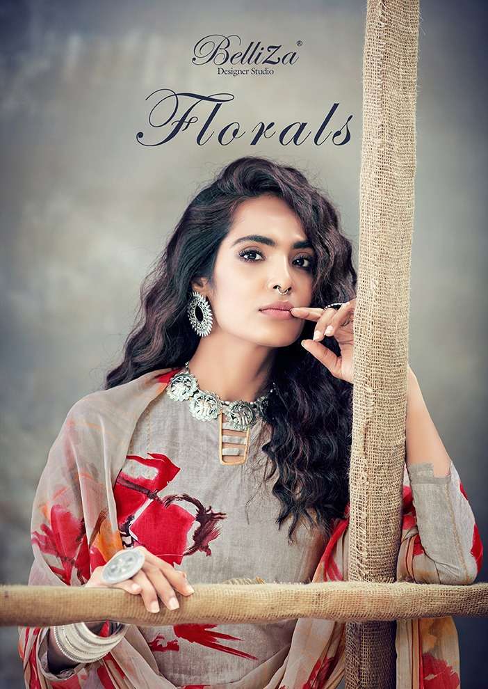 belliza designer florals cotton digital print ladies unstitched suits 