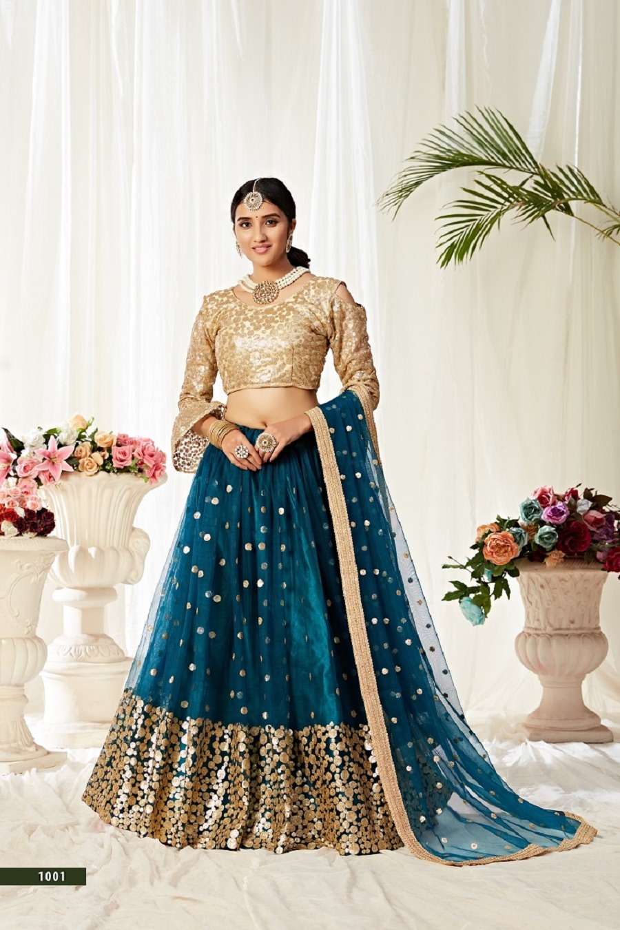 aawiya agnilekha 1001 semi stitch sequin work morepeach single lehenga choli 