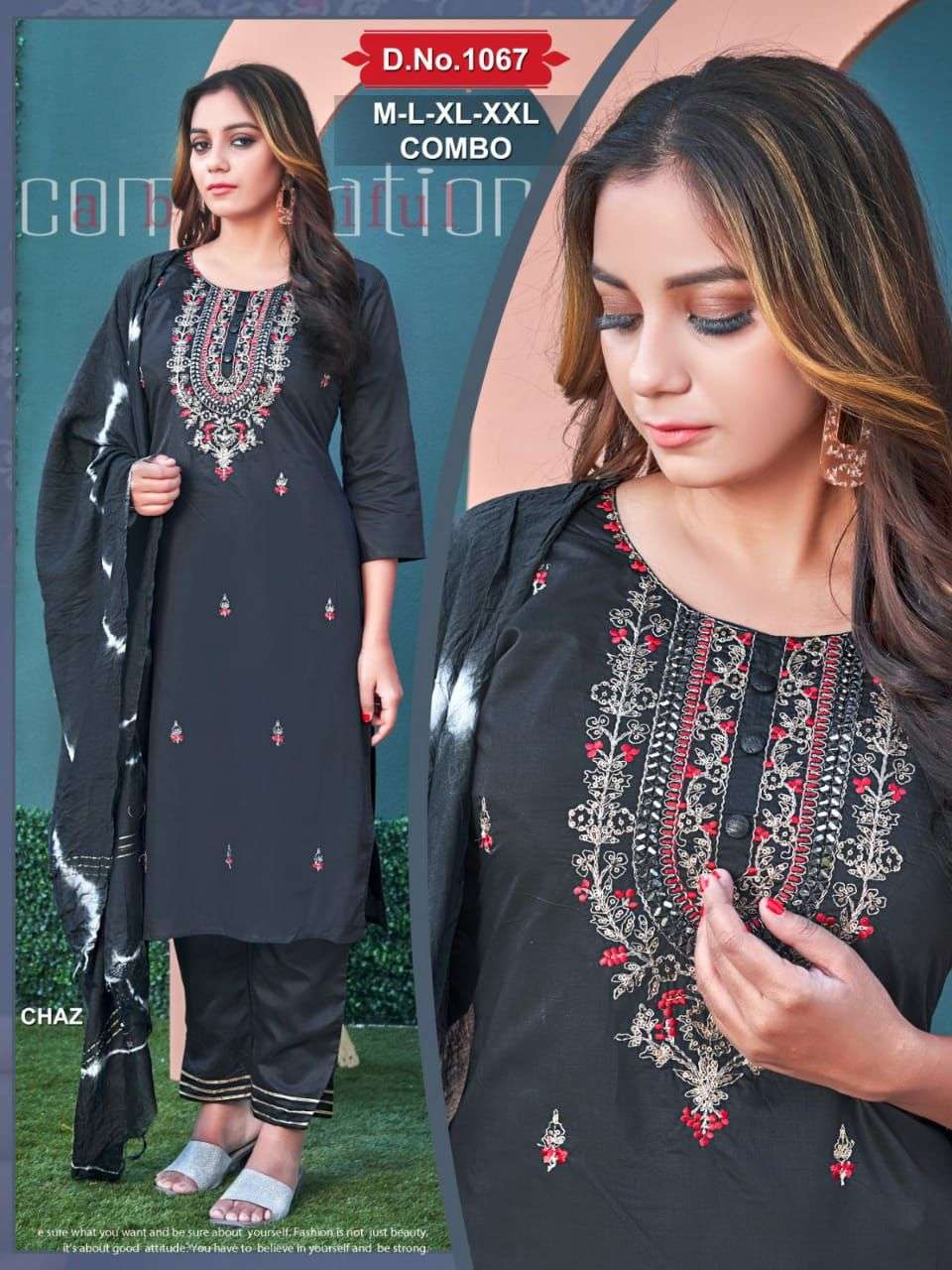FT COMBO-1067 CHANDERI DYBLE TOP BOTTOM AND DUPATTA FANCY READYMADE COMBO SET 