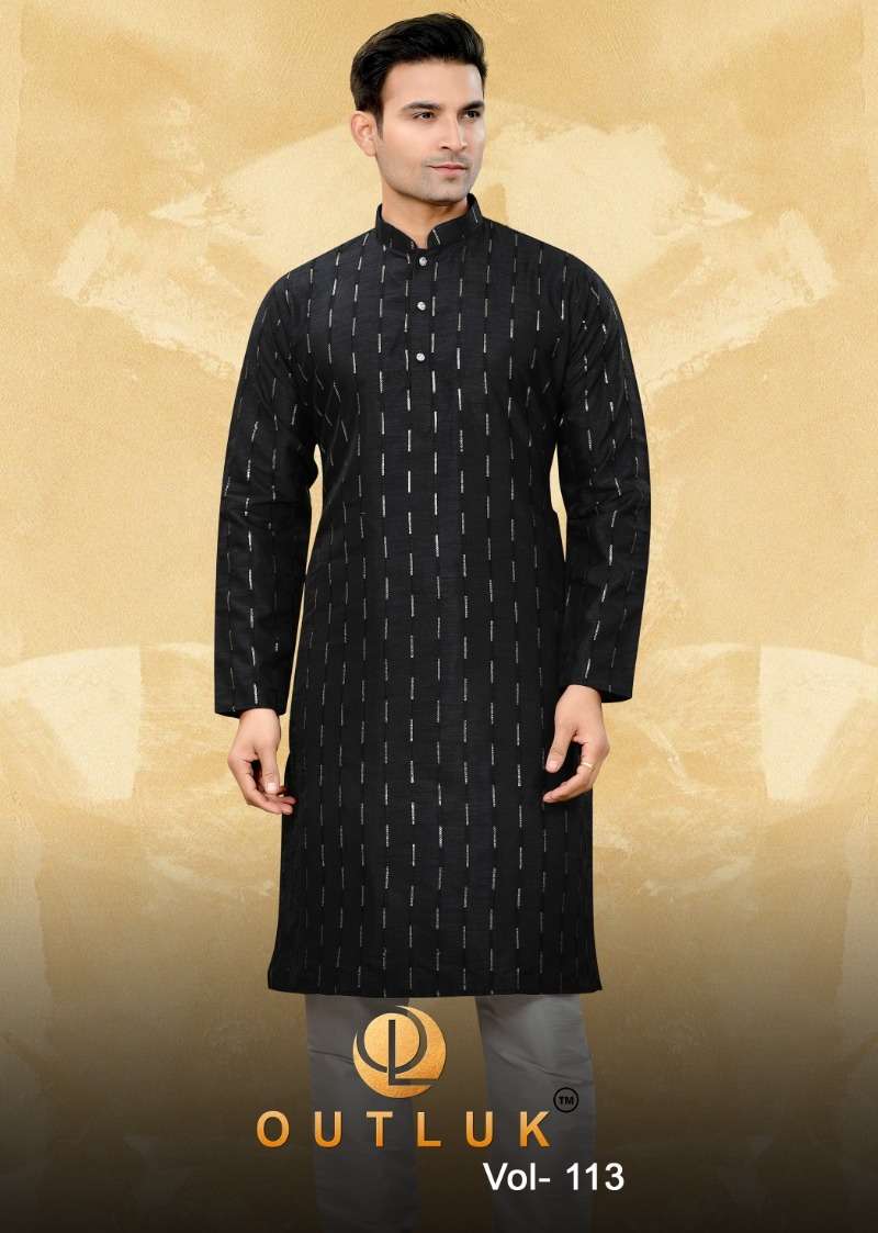 outluk vol 113 readymade mens art silk sequence work kurta and pajama 