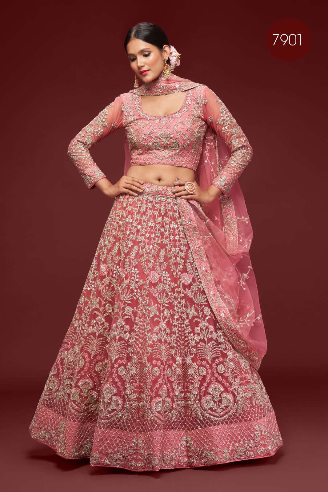 zeel 7901 designer heavy work single unstitch lehenga choli  