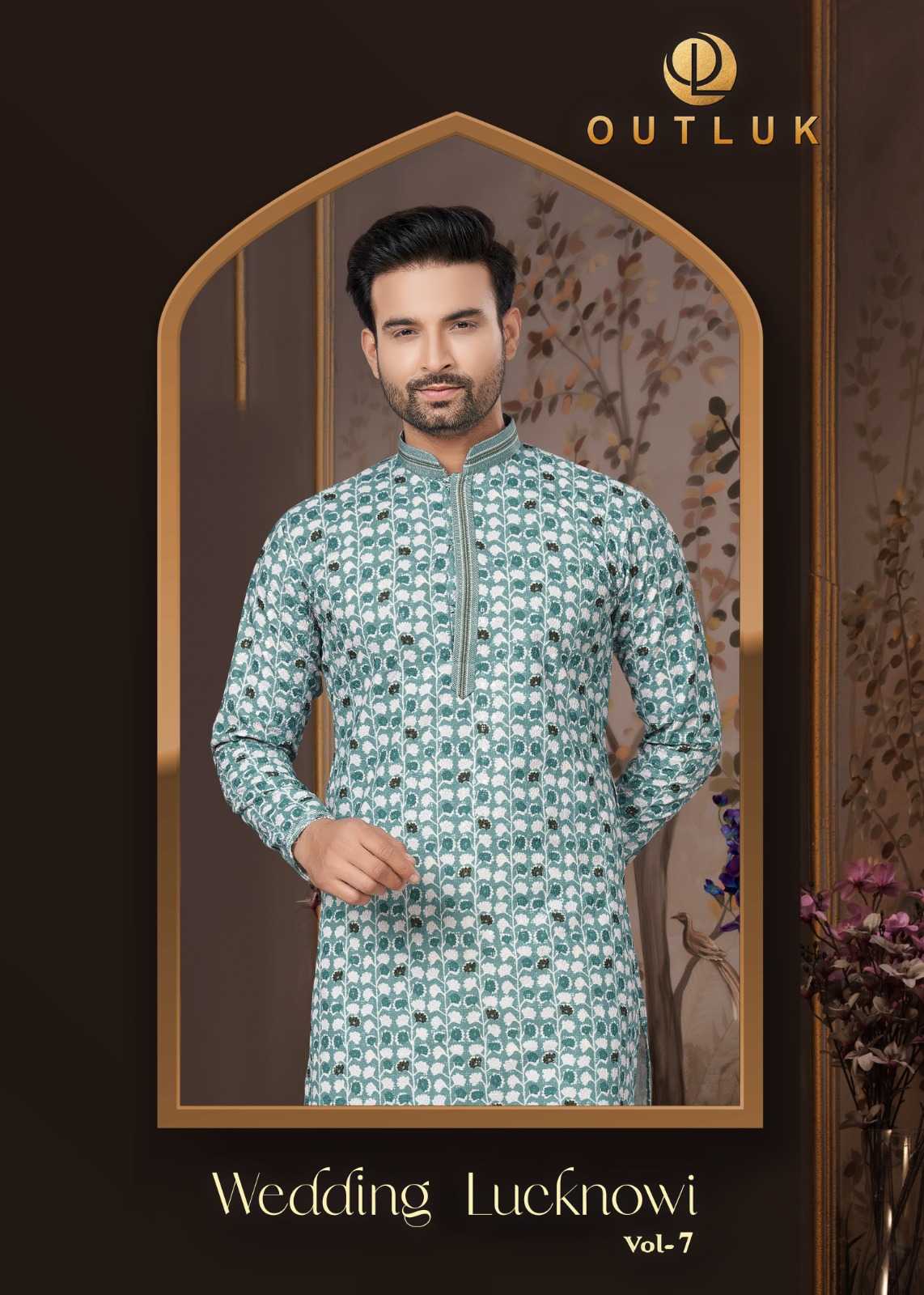 outluk wedding lucknowi vol 7 readymade digital print occasion wear mens kurta pajama collection