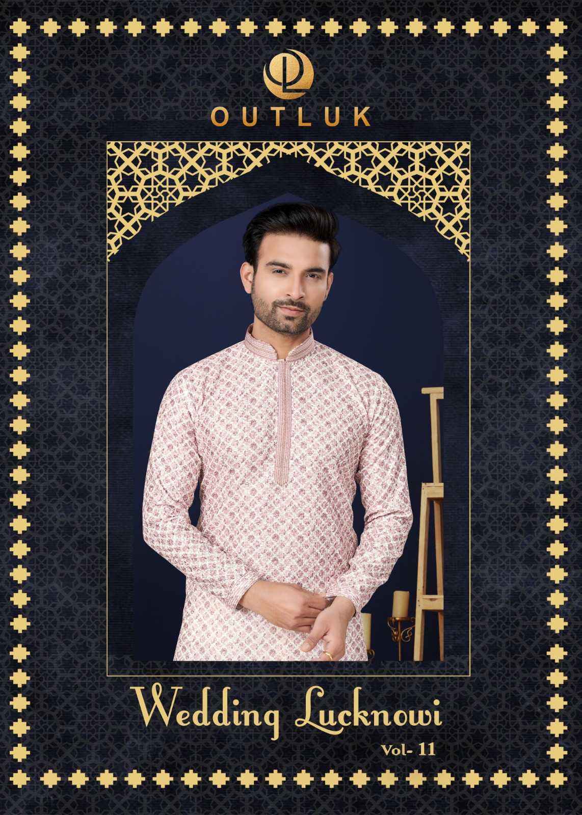 outluk wedding lucknowi vol 11 mens wear readymade digital print kurta payjama