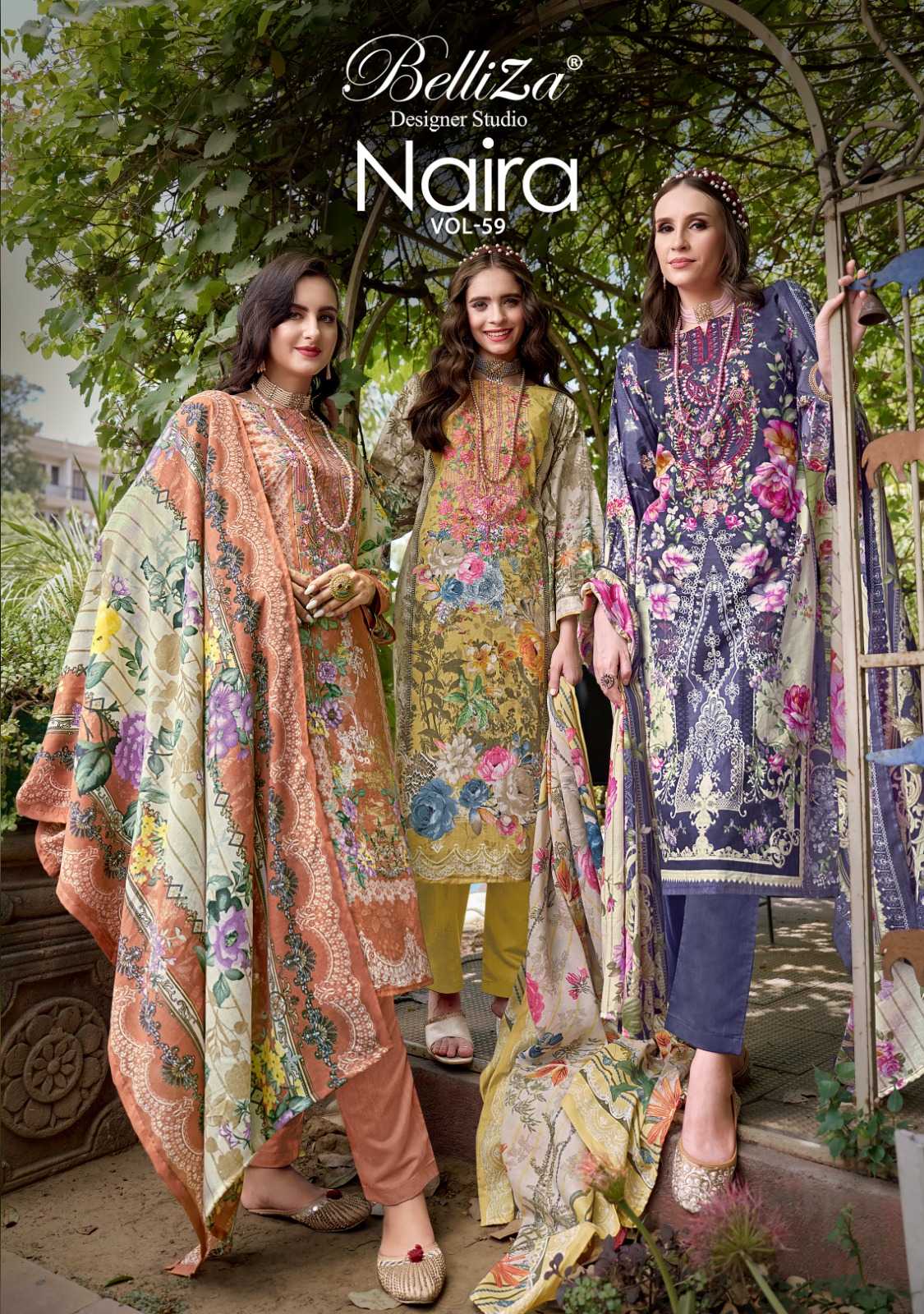 naira vol 59 by belliza designer launch cotton digital prints simple pakistani dress material 