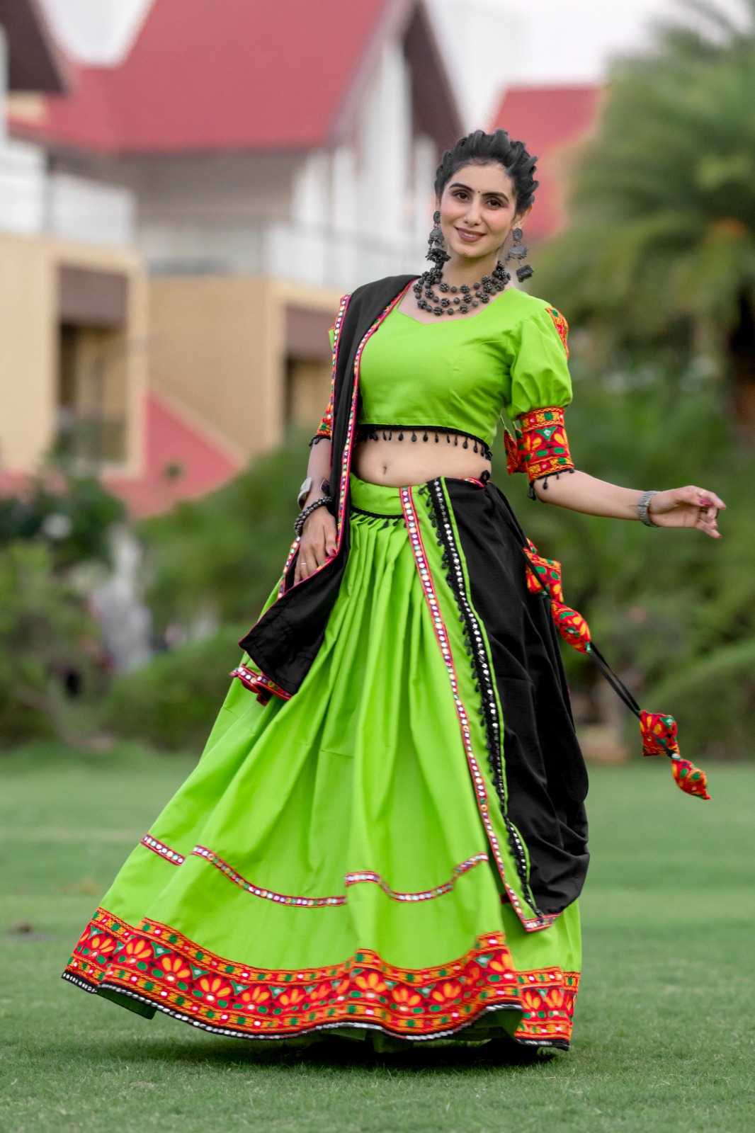 aawiya 7067 navratri special cotton plain gamthi work classic look readymade lehenga choli