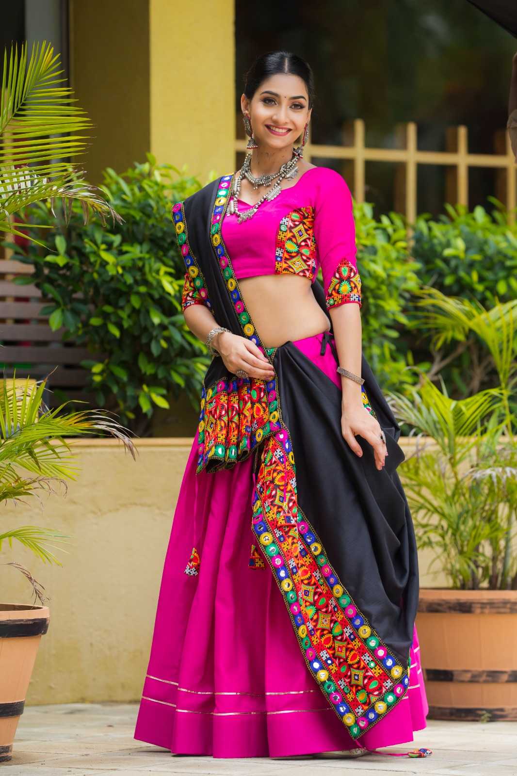 aawiya launch 7070 cotton plain with gota lace work fully stitch navratri special lehenga choli