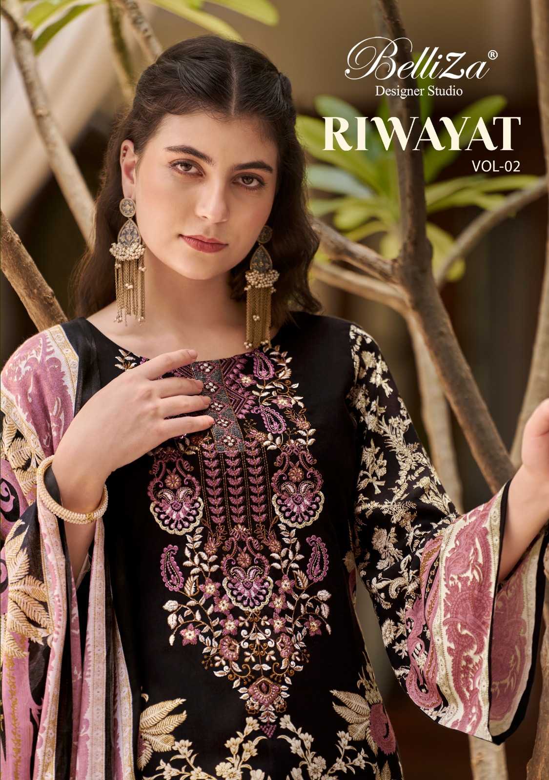 belliza designer riwayat vol 2 rayon pakistani elegant style salwar suit material 