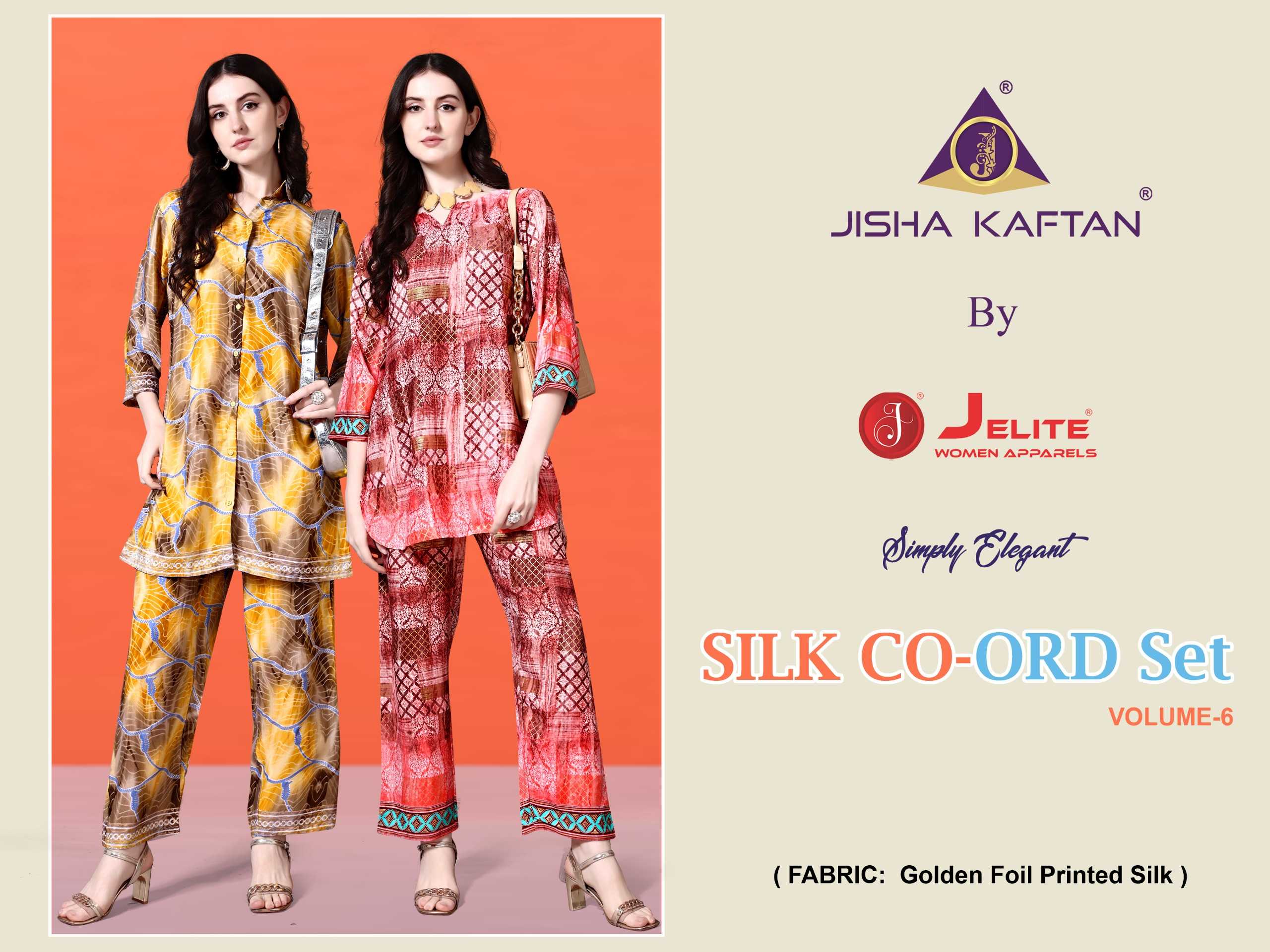 JISHA KAFTAN PREMIUM SILK CO ORD SET VOL 6 