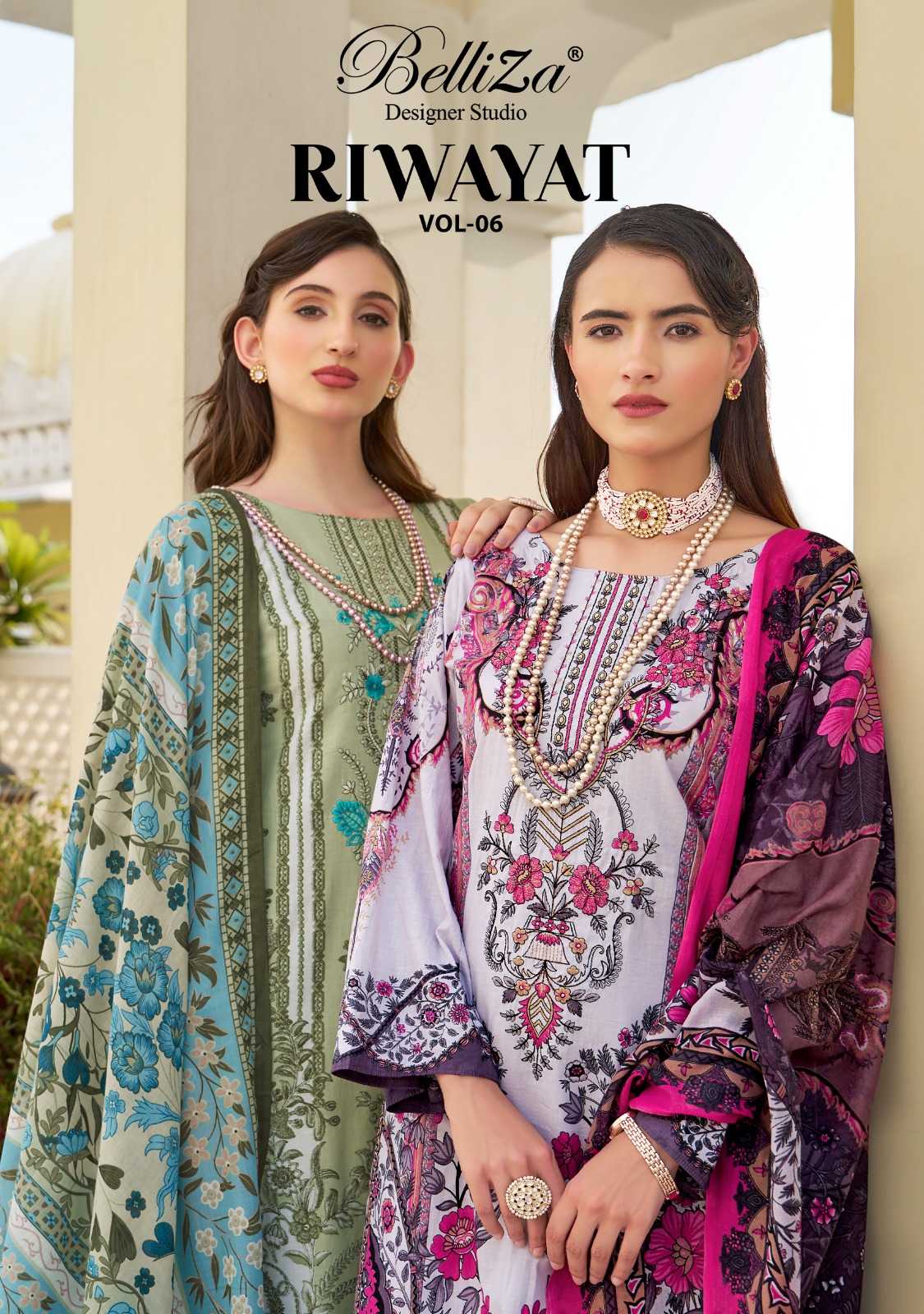 belliza designer riwayat vol 6 viscose rayon pakistani print ladies suits