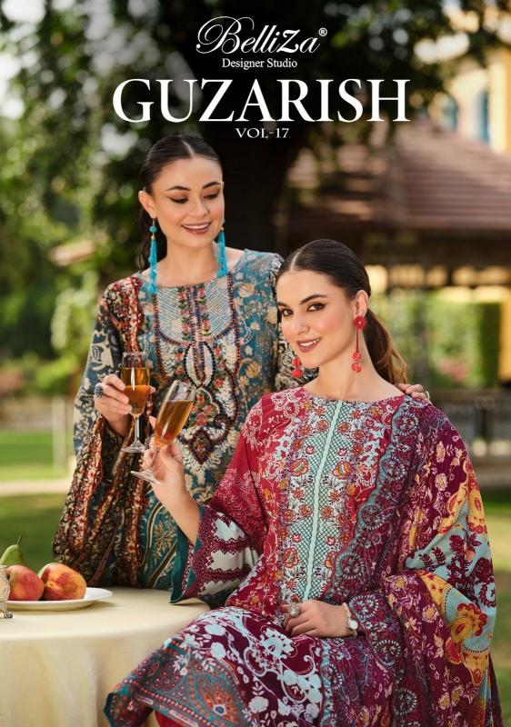 guzarish vol 17 by belliza cotton unique colours full stitch big size pakistani suit 