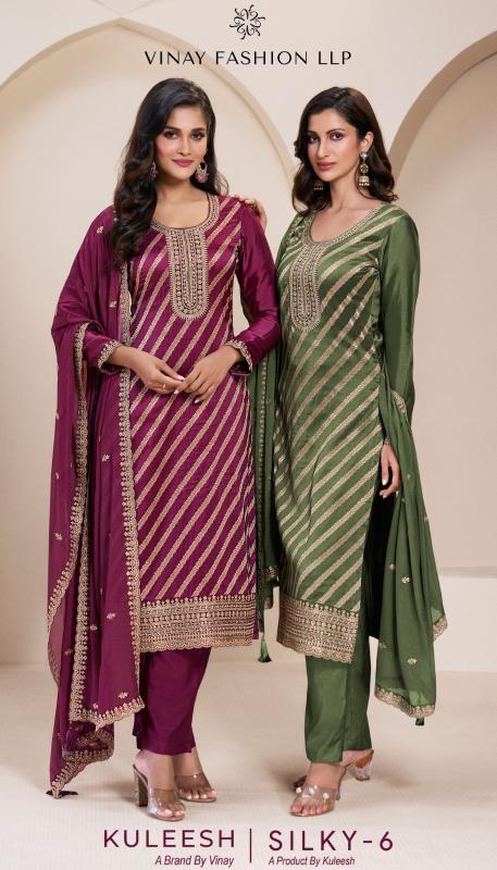 vinay kuleesh silky vol 6 lotus silk jacquard exclusive designer suit for every occasion