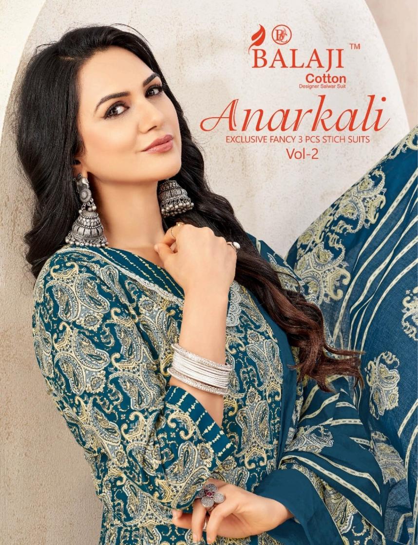 anarkali vol 2 by balaji readymade unique cotton with cotton dupatta 3pcs set 