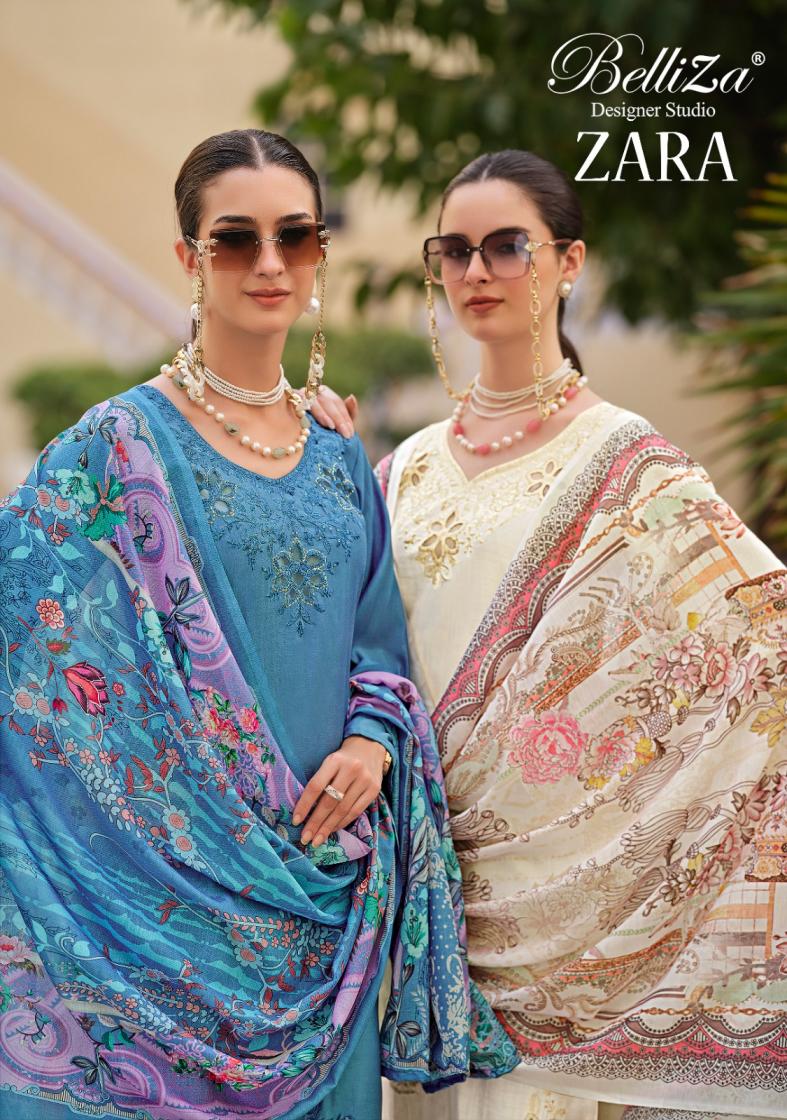 belliza designer zara roman silk attractive look pakistani dress material 