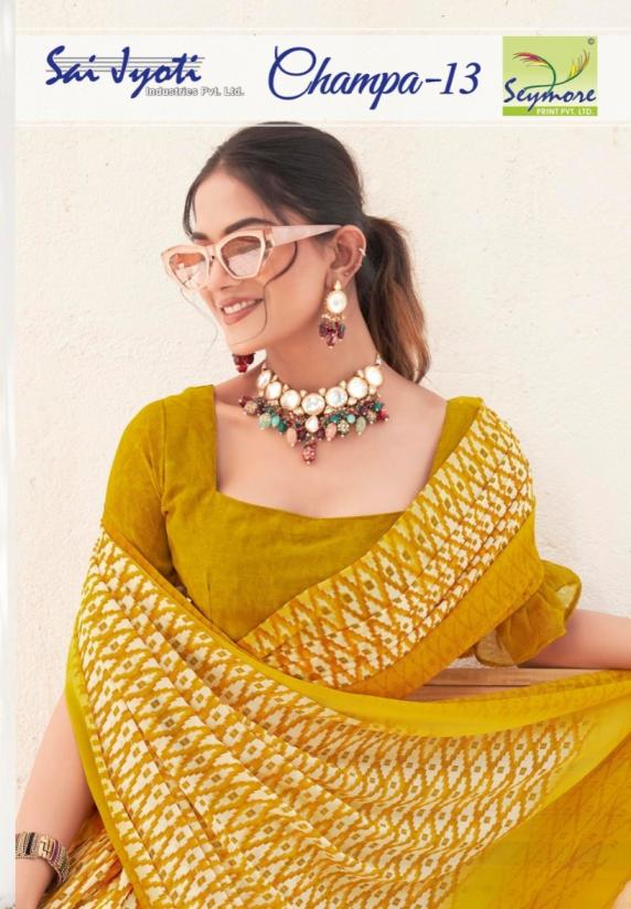 champa vol 13 by seymore print colour addition georgette saree 