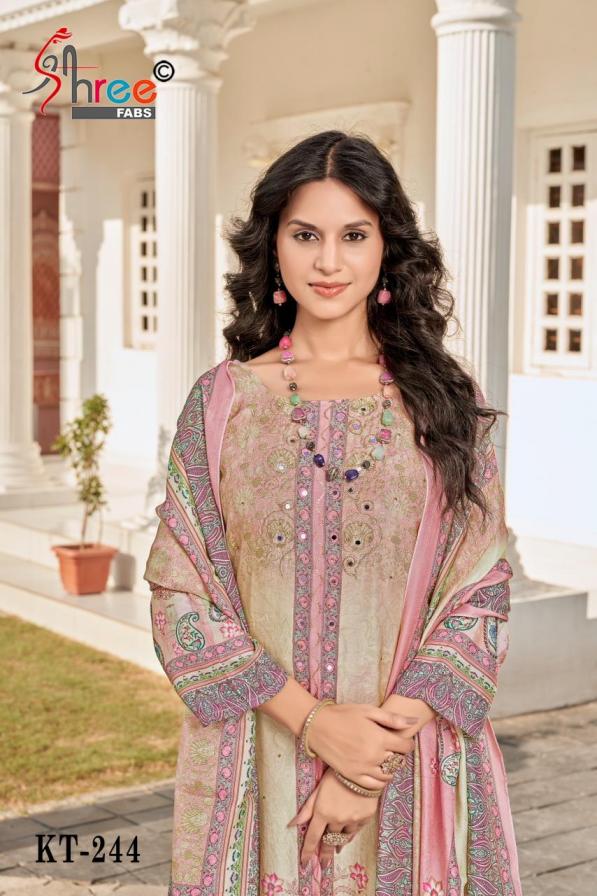 kt 244 by shree fab viscose muslin modern pakistani unstitch 3pcs dress