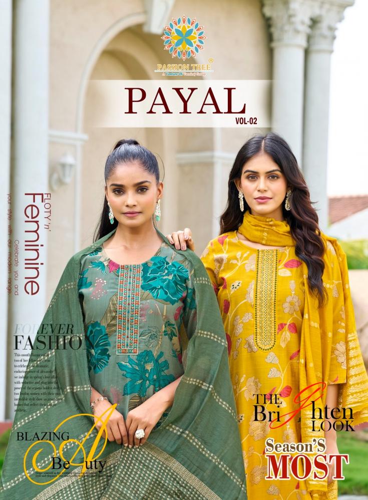 passion tree payal vol 2 readymade elegant style vetican print plus size suit for women