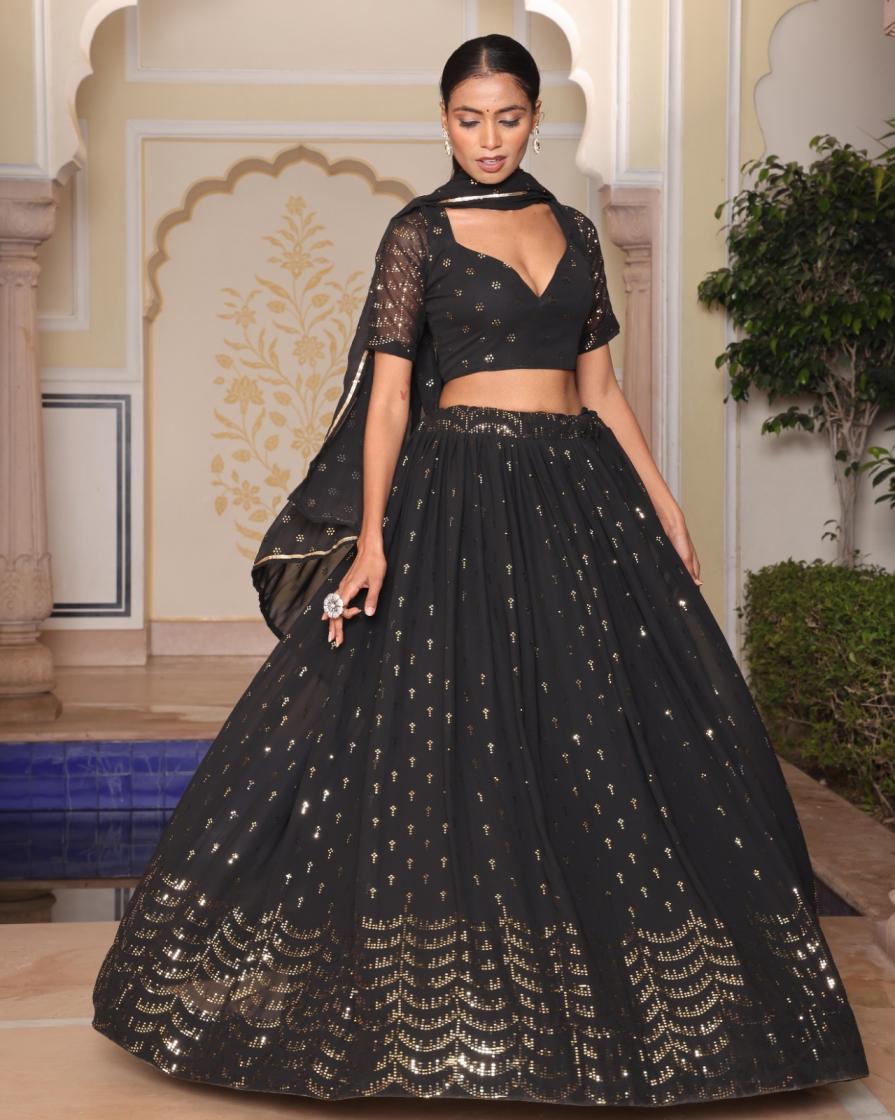PR 9STAR FASHION NIKHAR  HIT  GRORGETTE WITH FOLI  WORK FANCY DESIGNER LEHENGA CHOLI 