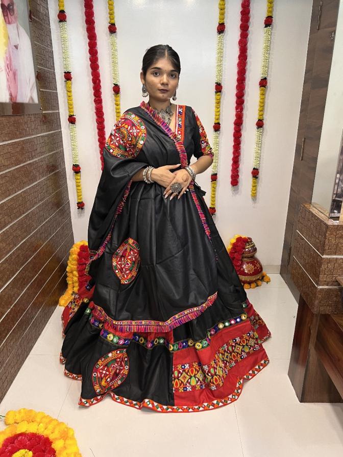rajwadi vol 7 by aawiya cotton silk printed gamthi work fully stitch navratri chaniya choli 