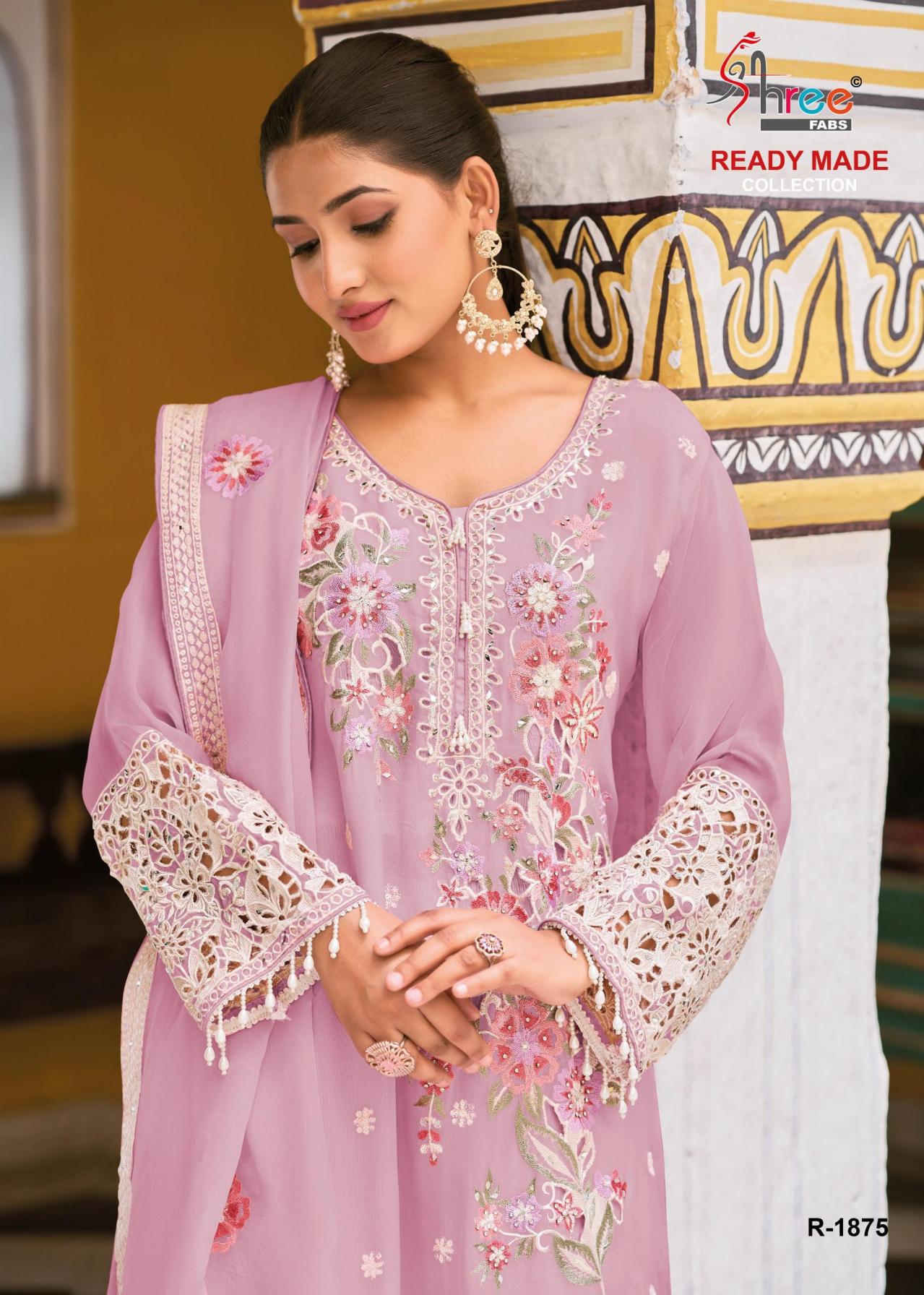 shree fabs 1875  siffon  modern pakistani fully stitch plazzo suits 