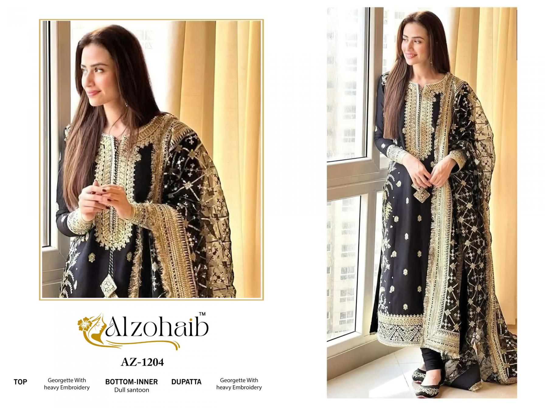 1204-1205 by alzohaib georgette pakistani print unstitch salwar suits 