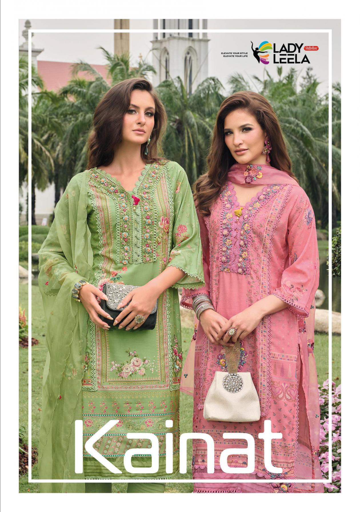 kainat by lady leela muslin print handwork fully stitch fashionable 3pcs dress 