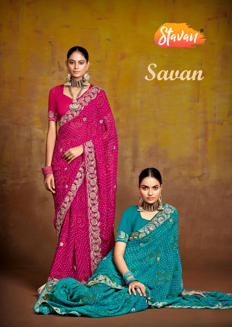 savan by stavan attractive look georgette sarees exports 