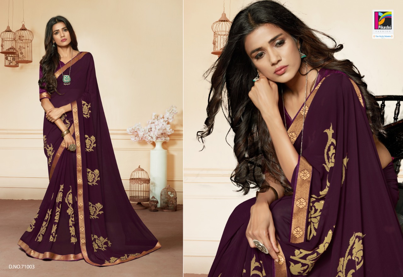 Pikasho Fashion Noor Work Casual Wear Sarees At Cheapest Rate