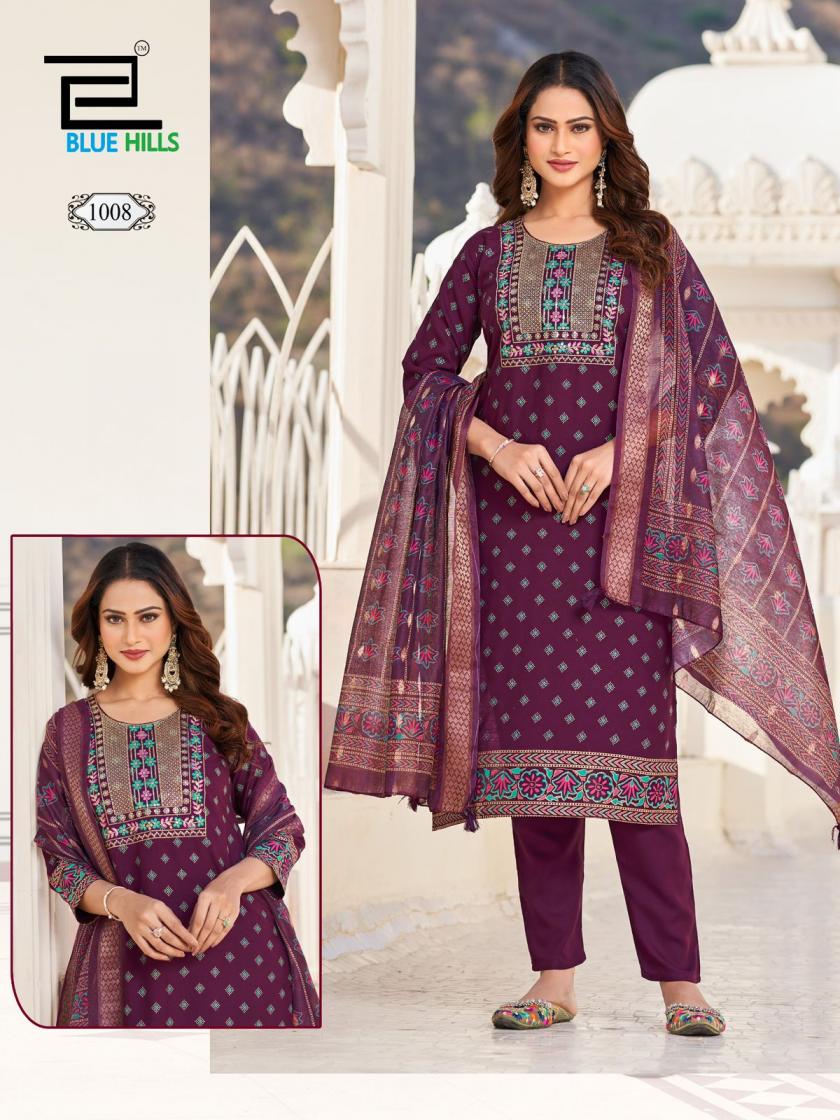 blue hills launch dupatta world rayon readymade big size 3pcs dress