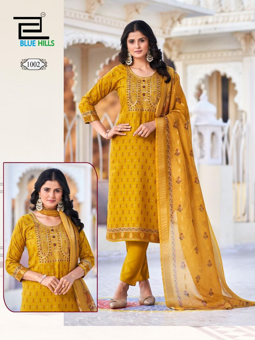 blue hills launch dupatta world rayon readymade big size 3pcs dress