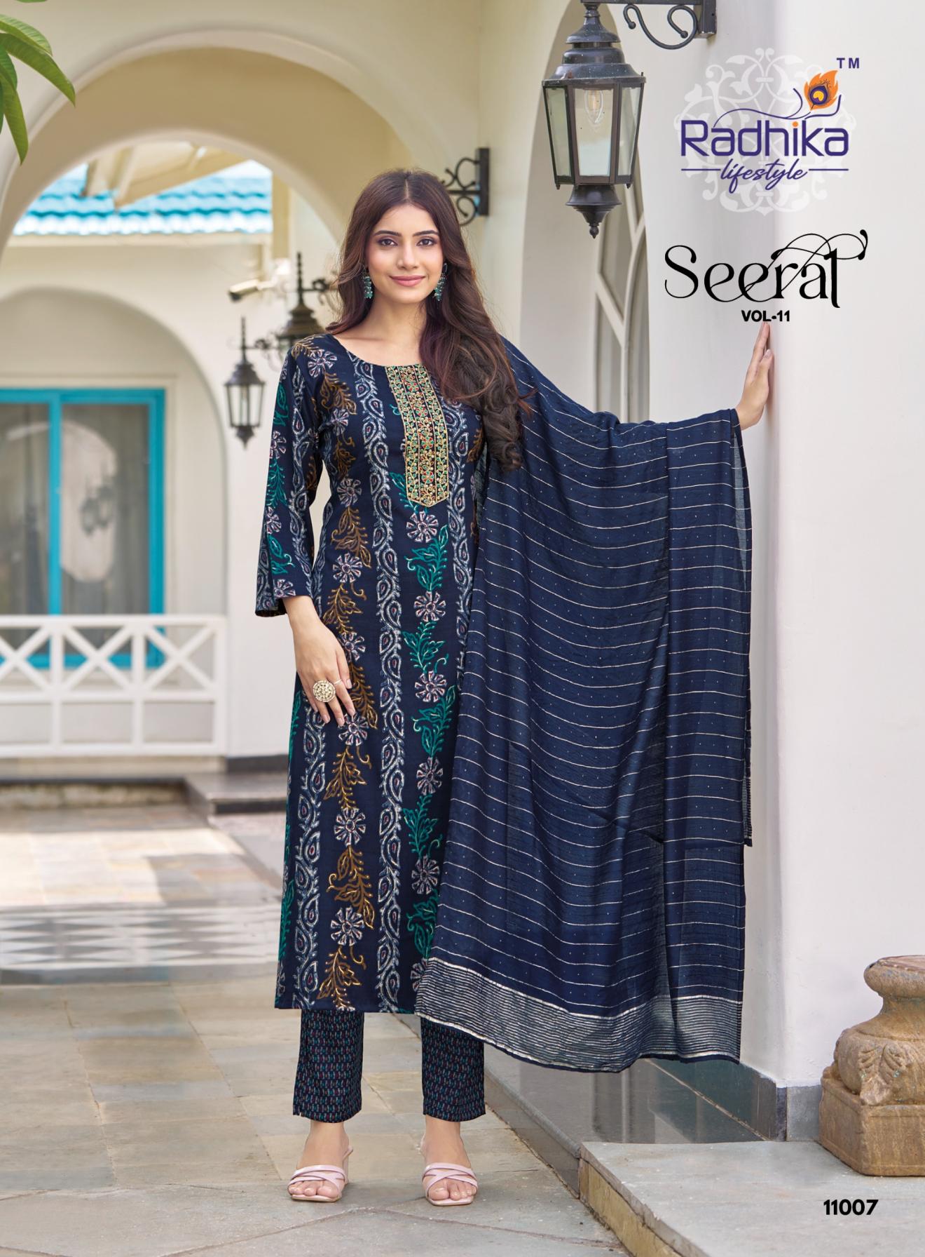 radhika lifestyle seerat vol 11 rayon capsule readymade big size suit for women 