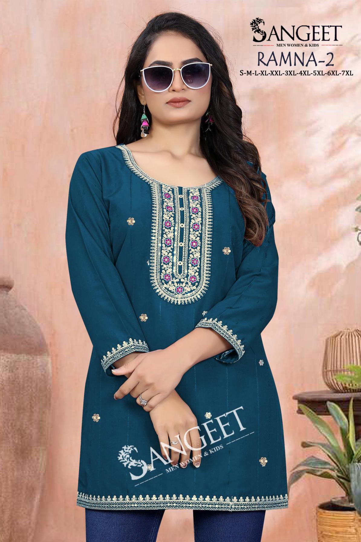 ramna vol 2 hit design readymade plus size short kurti 