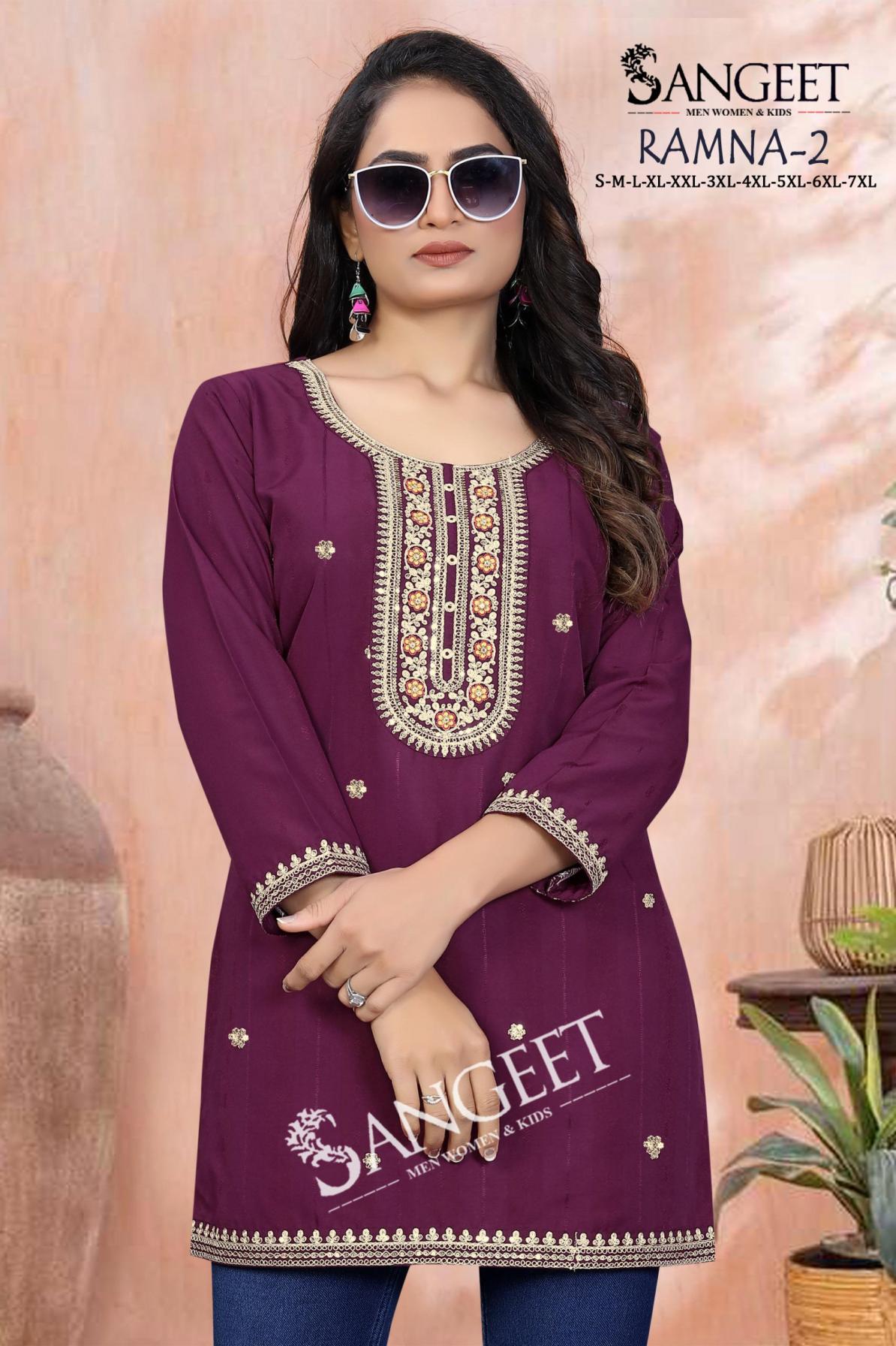 ramna vol 2 hit design readymade plus size short kurti 