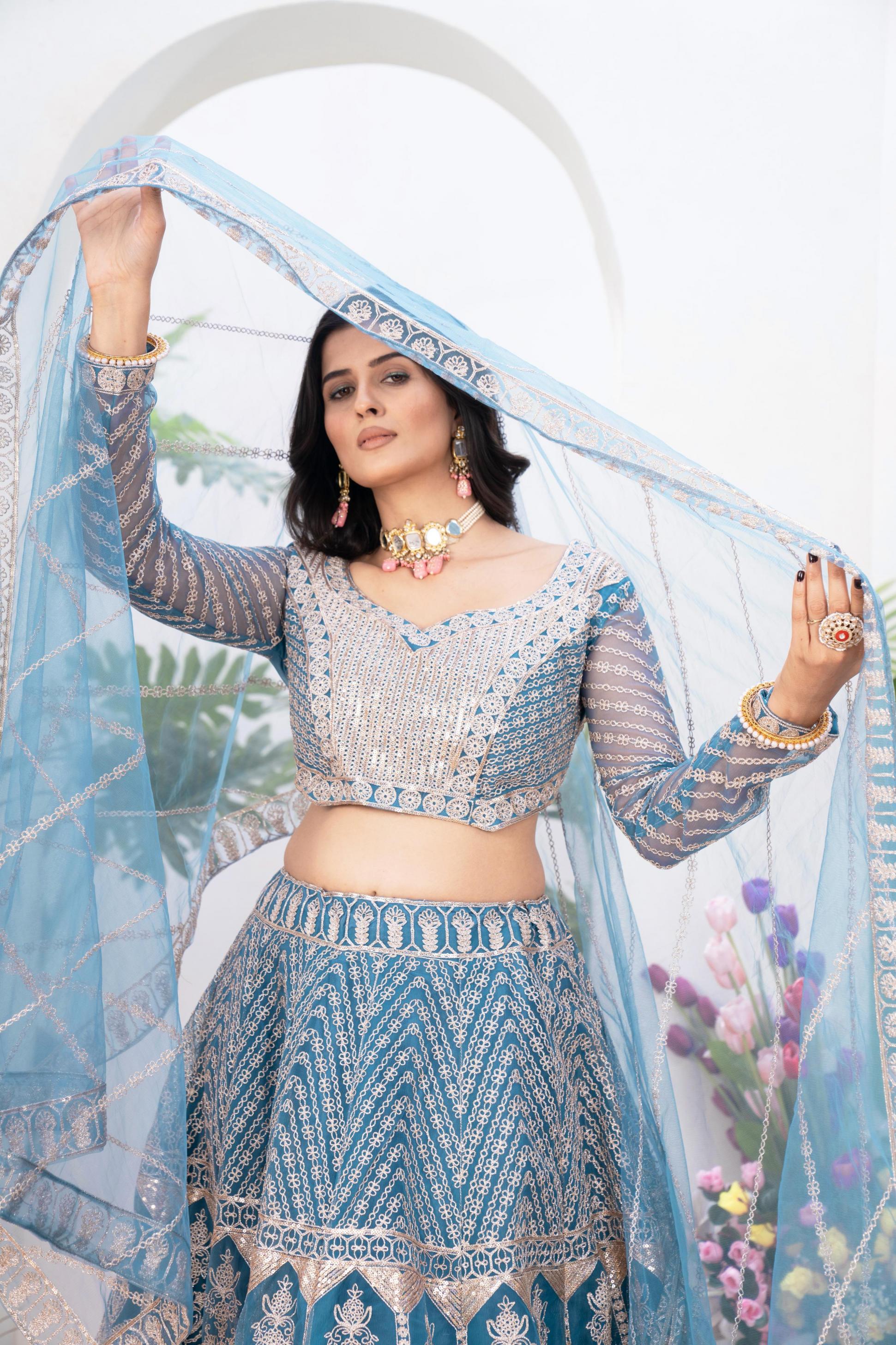 dvd 5102 net sequence work half saree buy wedding lehenga online
