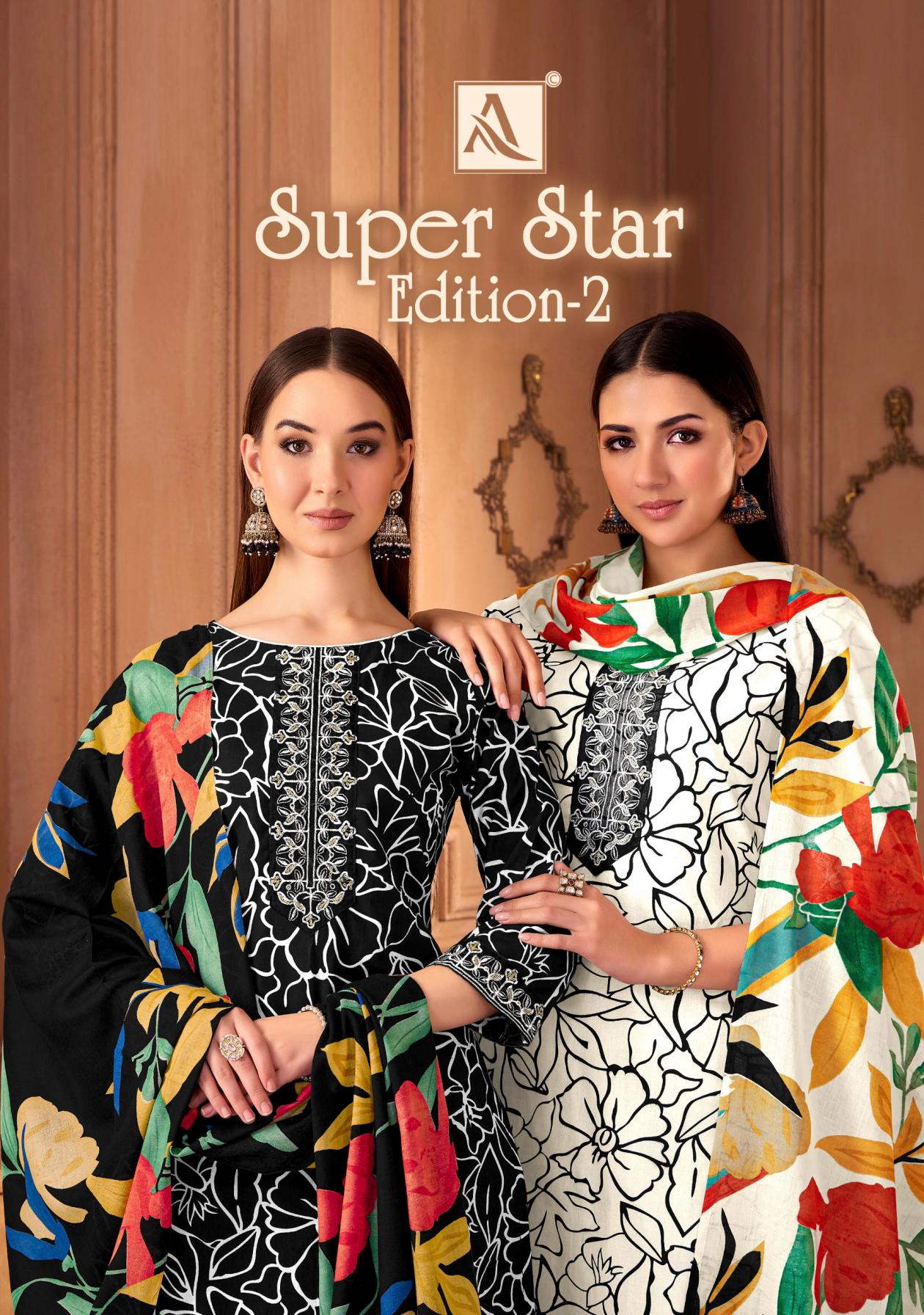 alok suits presents super star 2 classy cotton top , bottom with dupatta 
