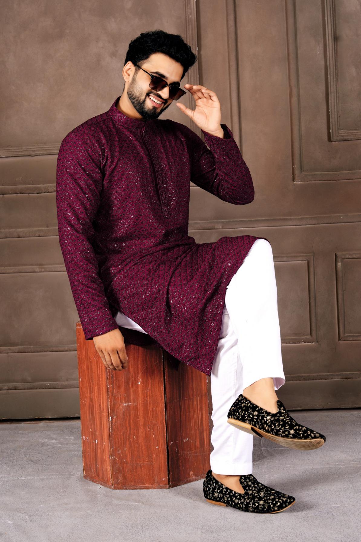 ar exports manyavar vol 1 rayon shifflli sequence work readymade classic mens kurta 