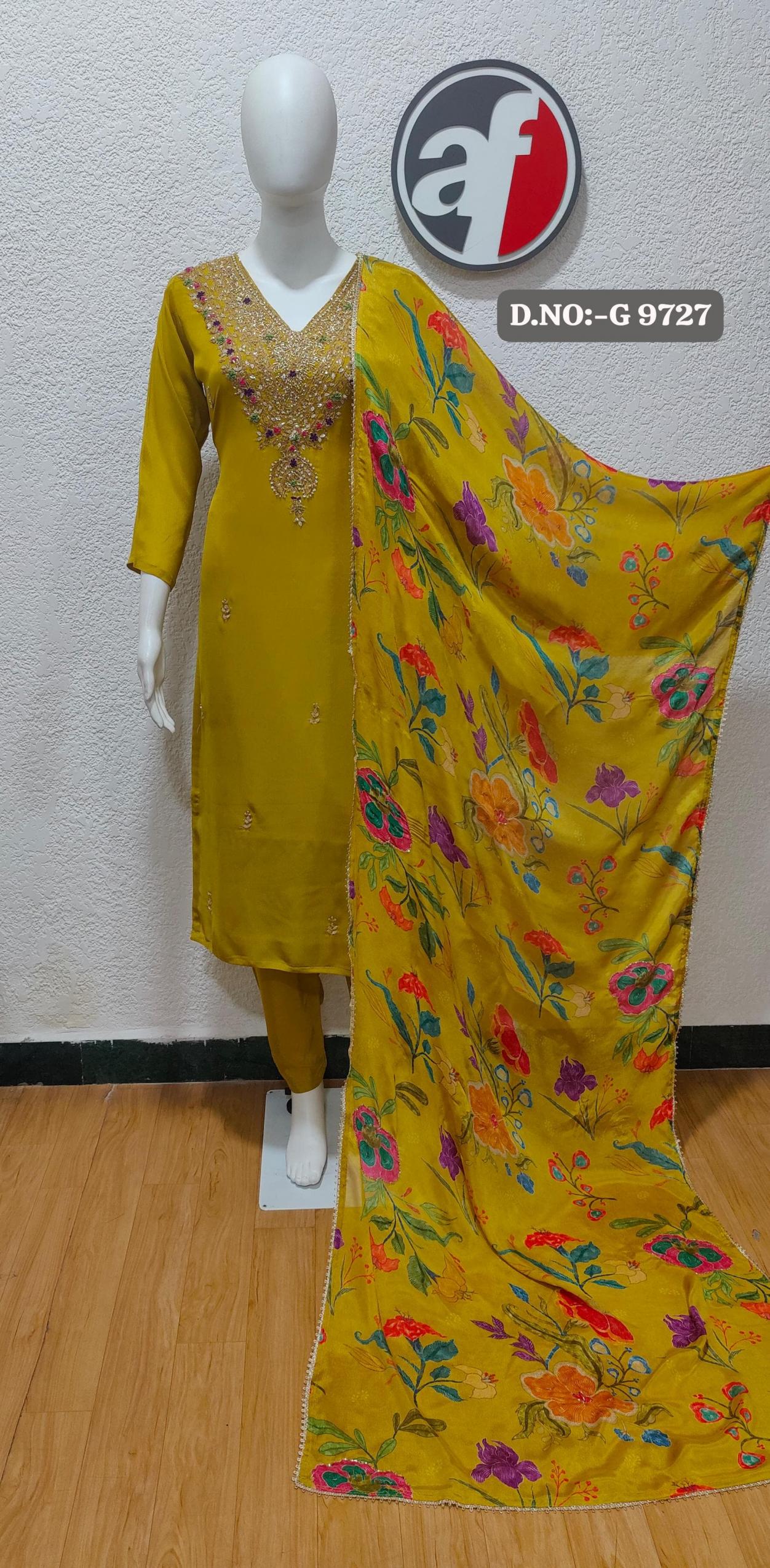 anju fab launch g 9727 chinon readymade combo set salwar kameez 