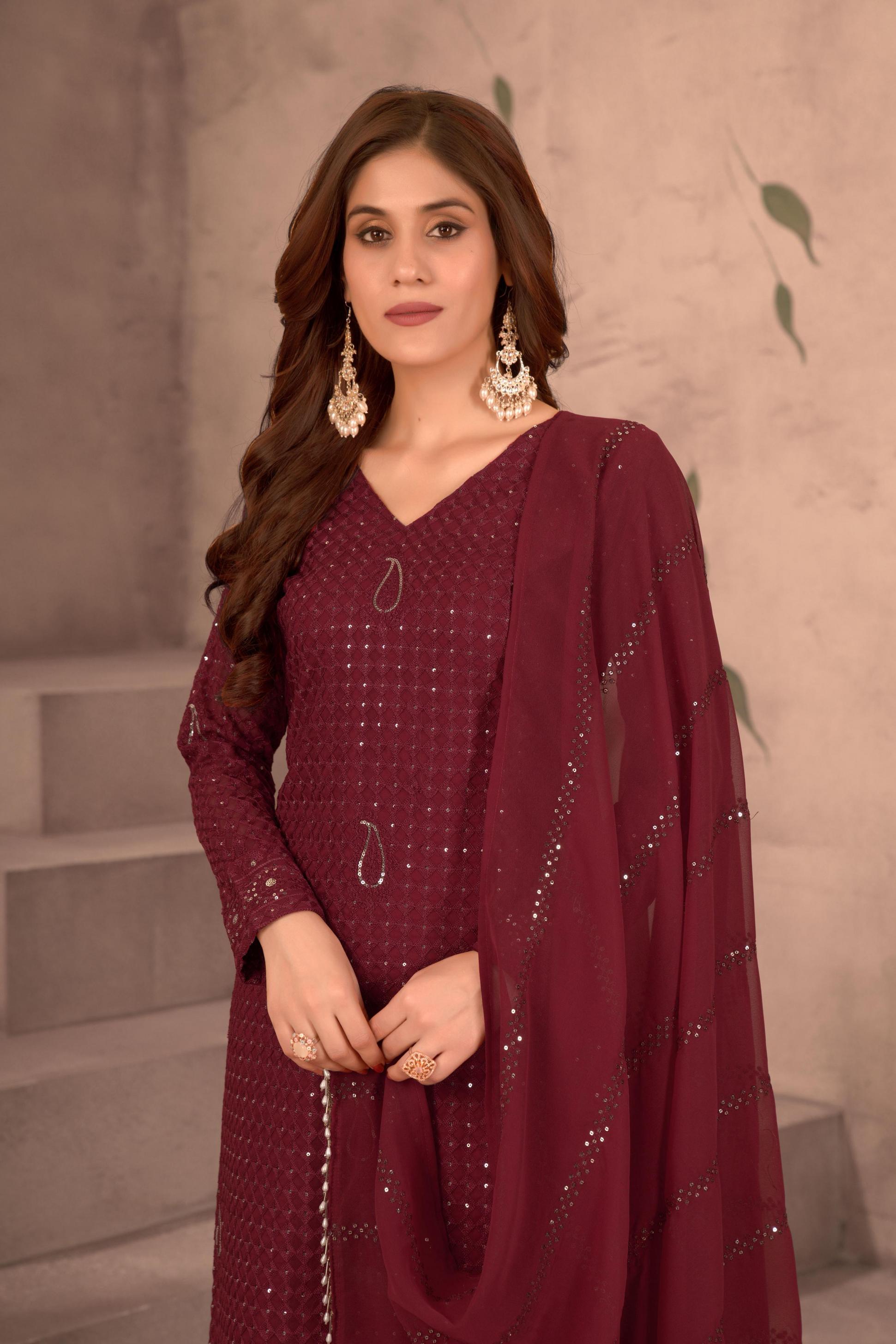 dvd 5056 faux georgette fully stitch classic look combo salwar kameez   