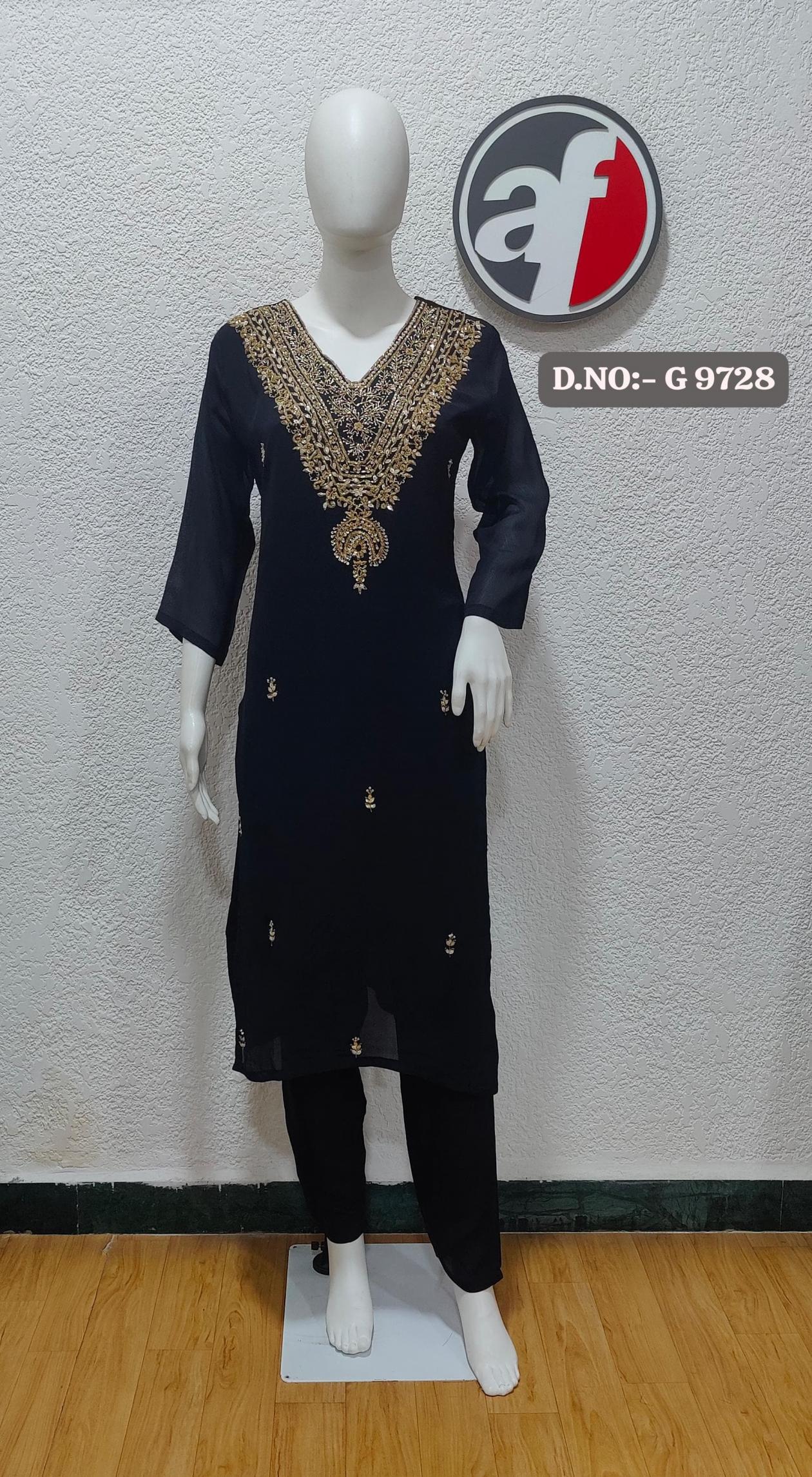 g 9728 by anju fab chinon amazing fully stitch combo suit for womens 