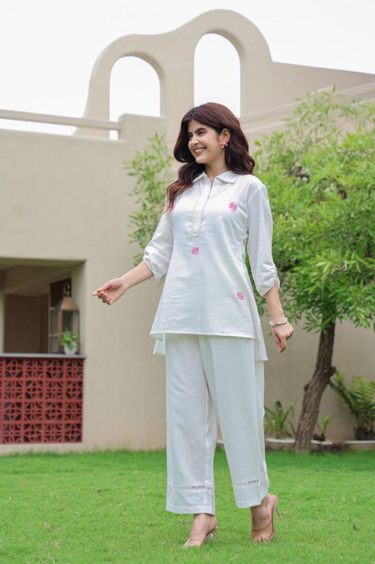 modern pattern pretty look full stitch cotton co-ord sets for girls 